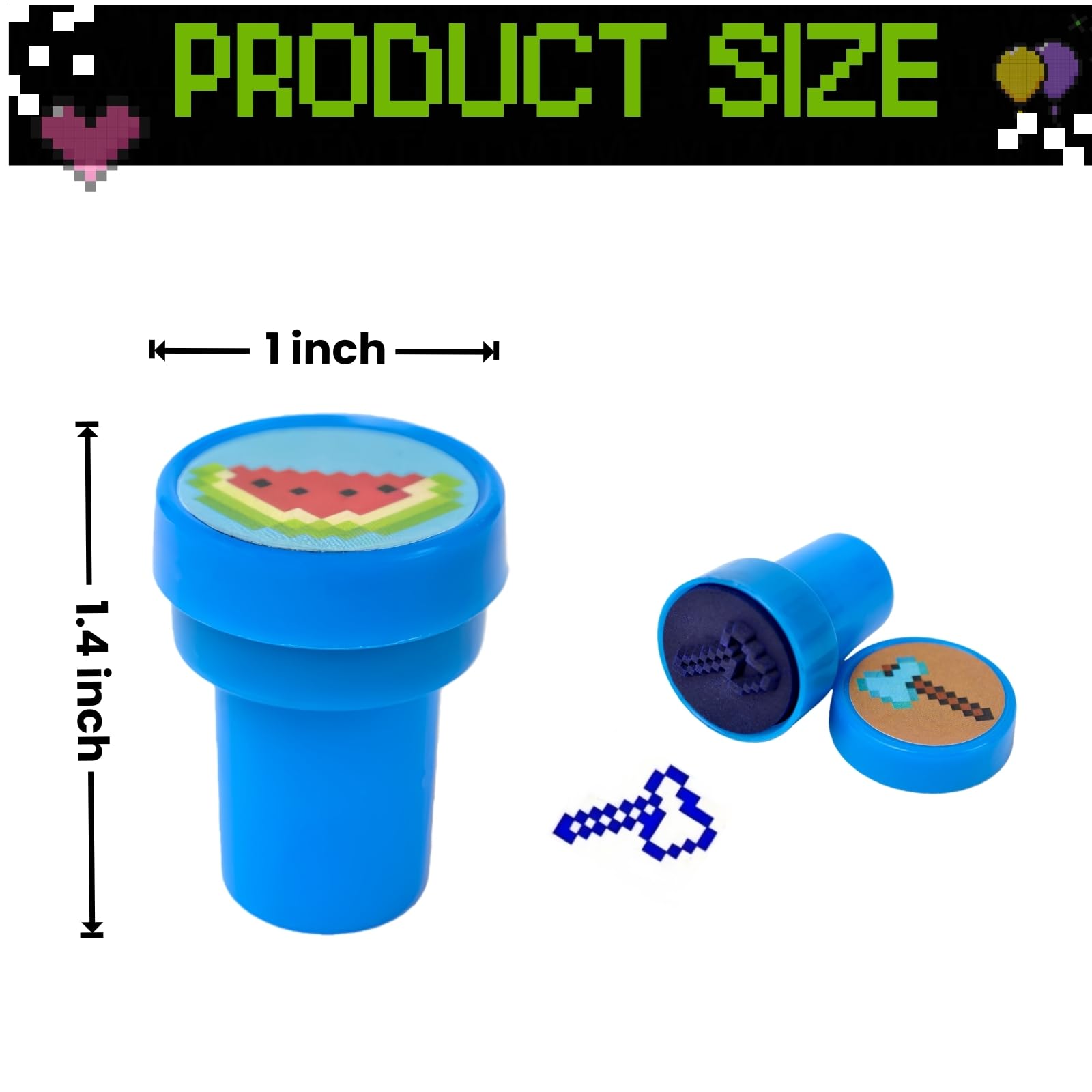 Goody bag fillers featuring Pixel Miner stamps for birthdays and holidays.
