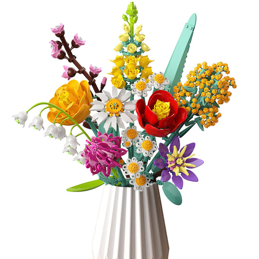 Ancesfun flowers bouquet building set with 1070 pieces for decorative home display