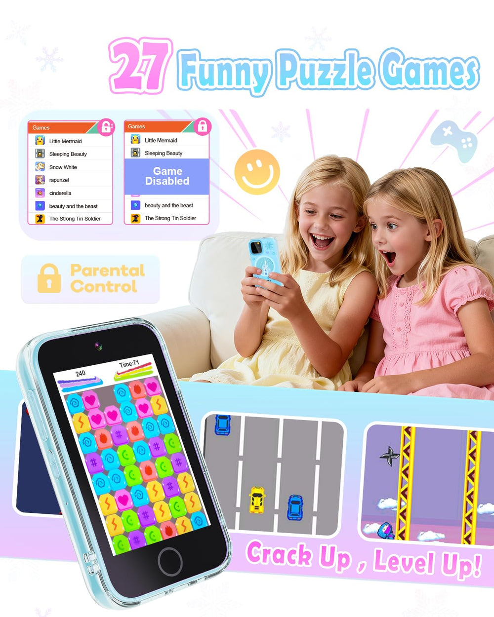 Anchioo Kids Smart Phone battery-life indicator for long video play sessions.