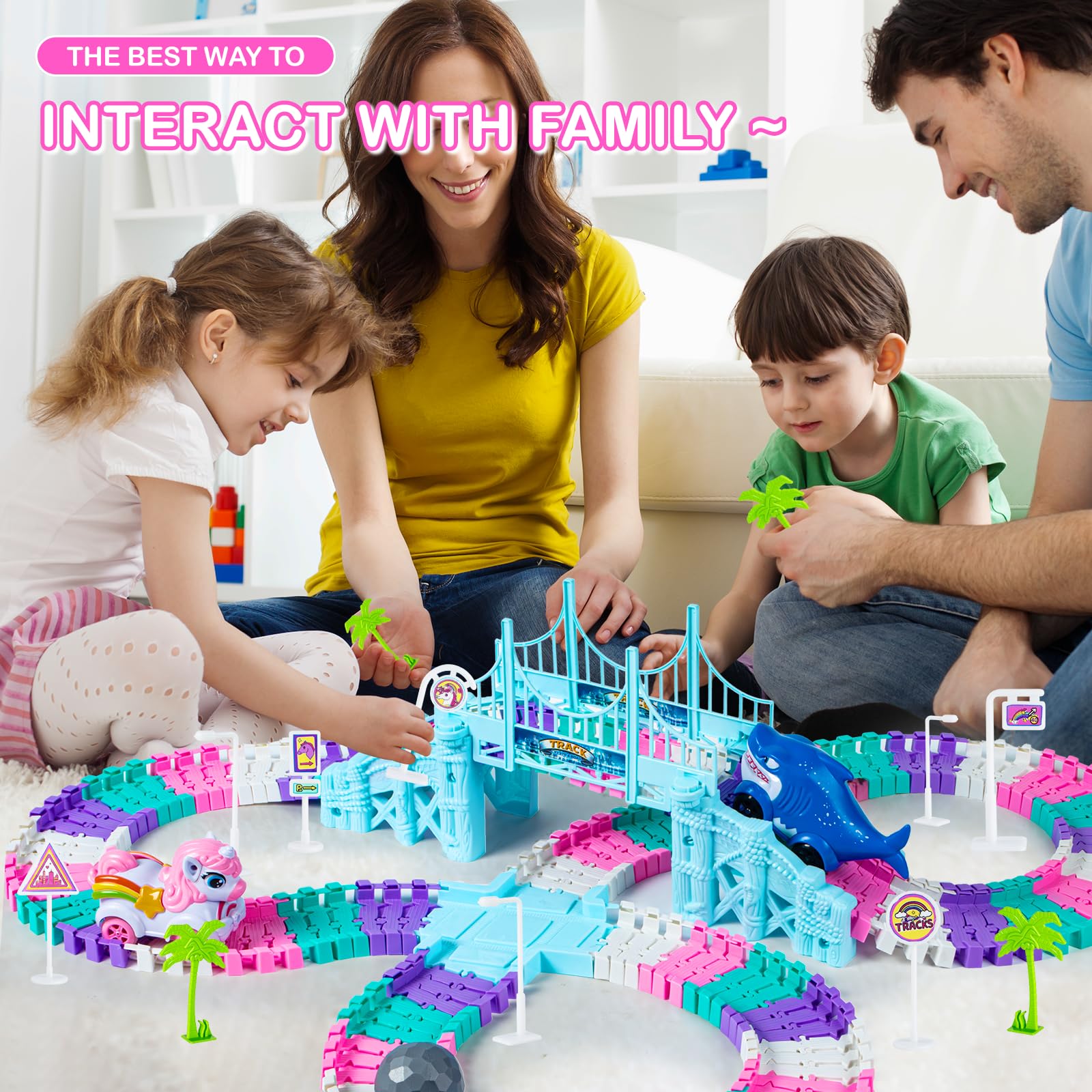 Ancitoy flexible track pieces enable endless layouts for creative problem solving.