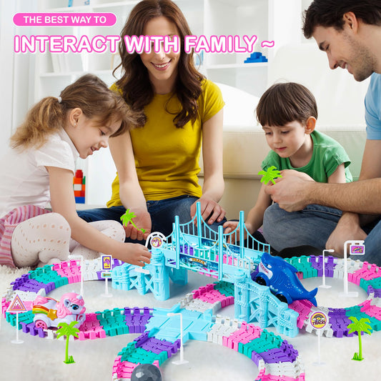 Ancitoy flexible track pieces enable endless layouts for creative problem solving.