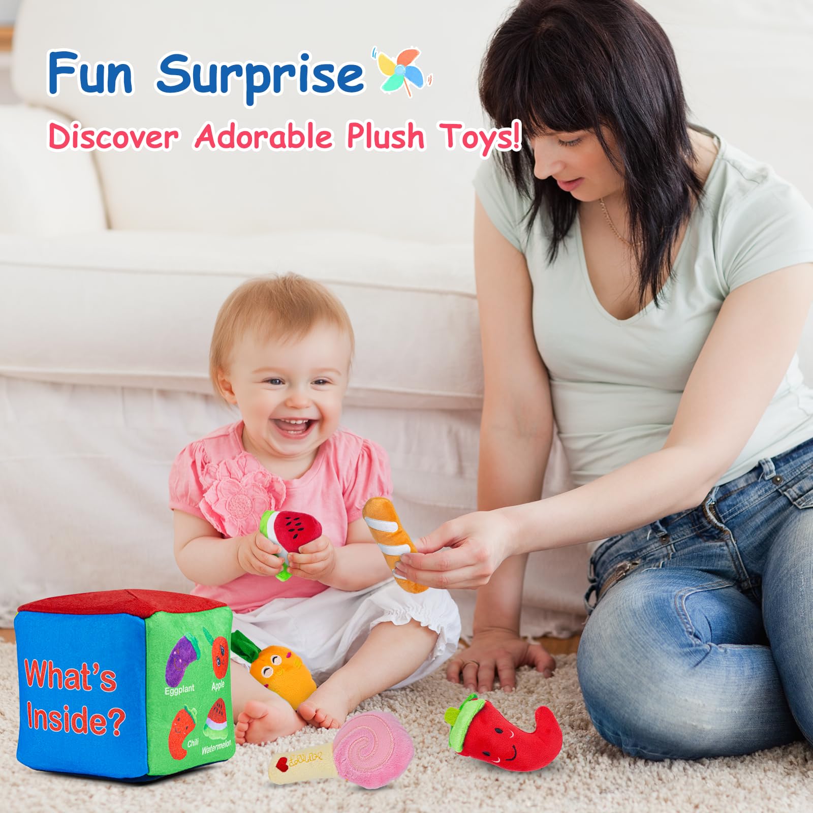 Ancitoy plush toys inside box spark tactile discovery.