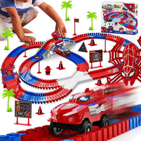 Ancitoy spider race track set promoting imaginative play with twisty tracks