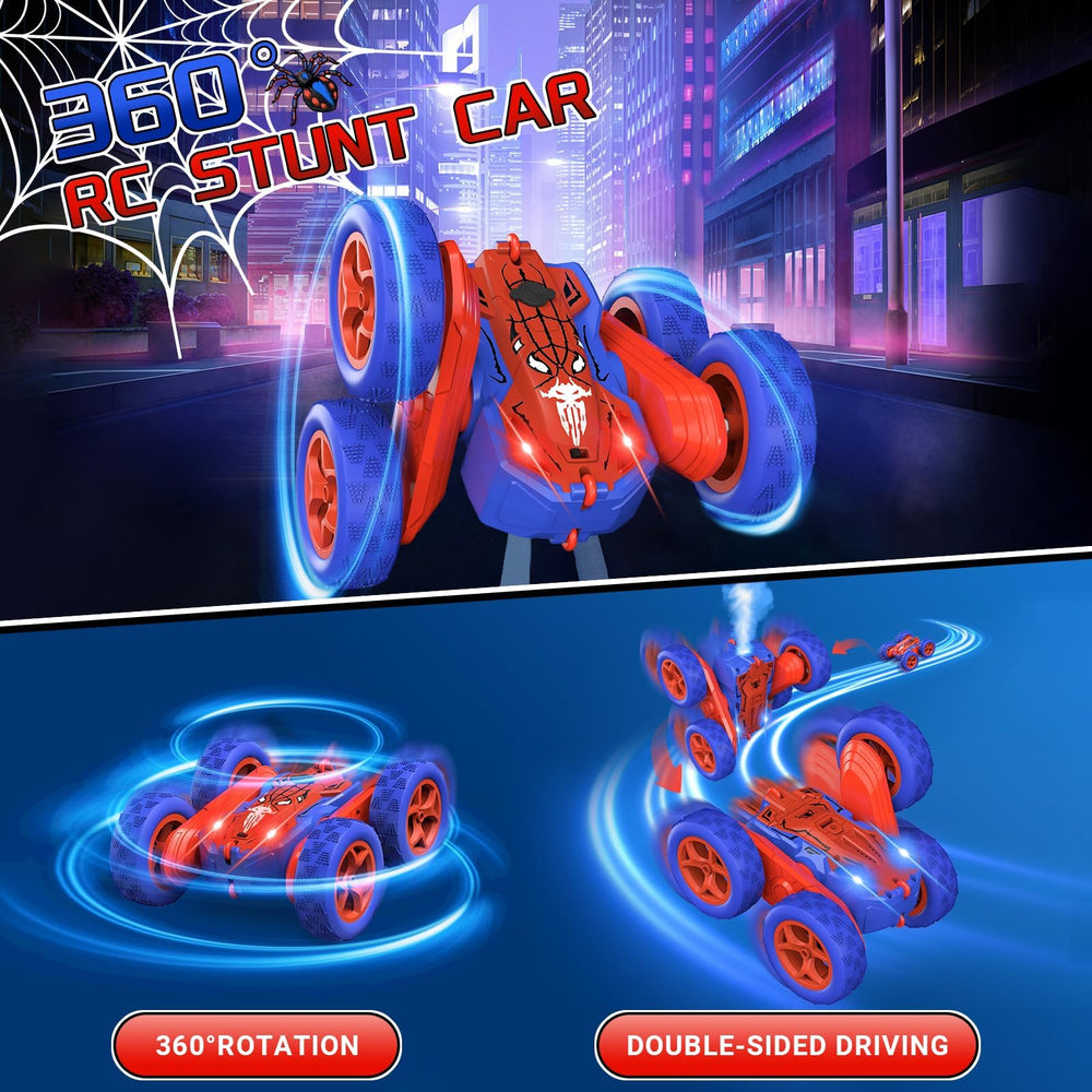 Ancitoy Spider RC car 360-flip demo captures thrilling stunts.