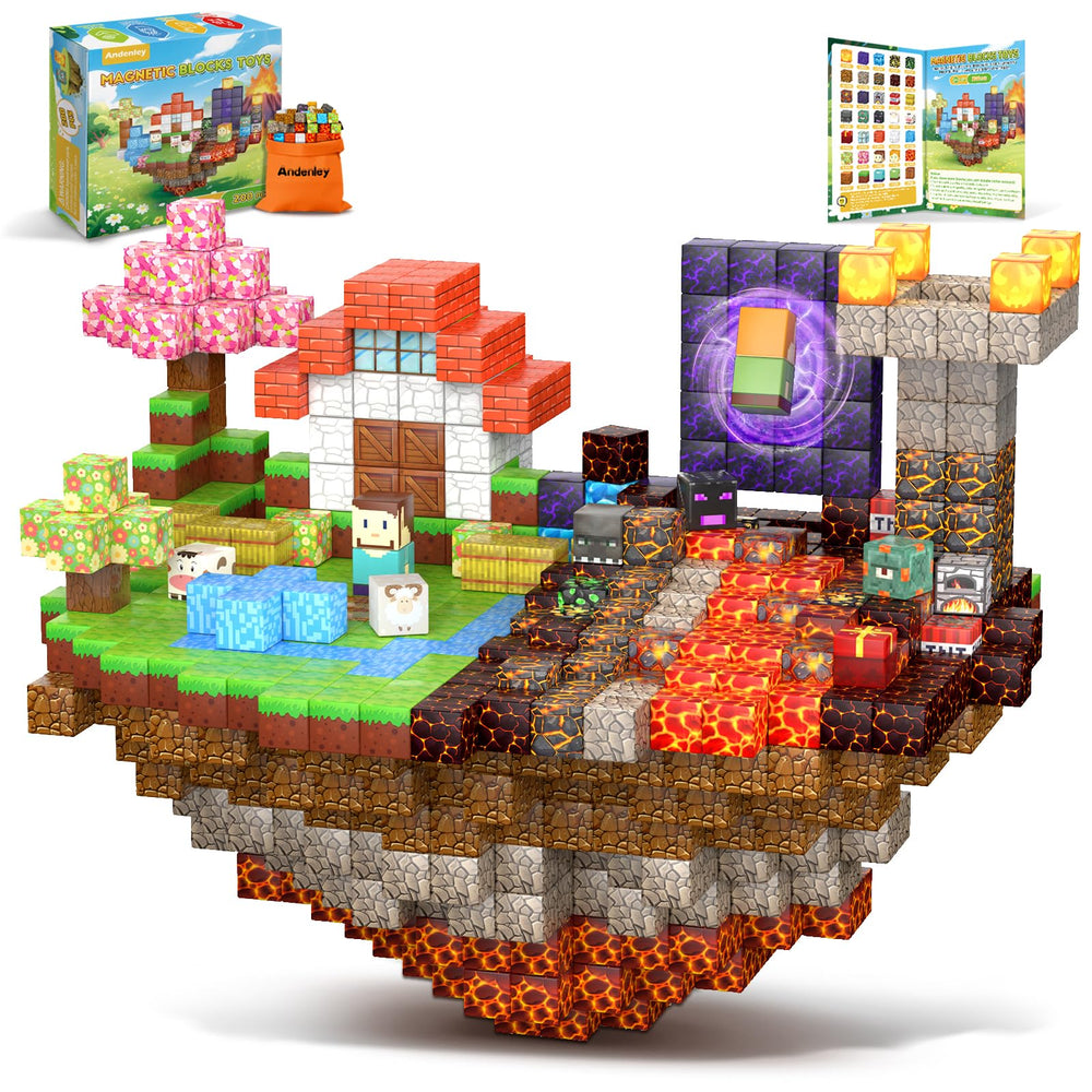 ANDENLEY magnetic blocks 200pcs set ready for imaginative play and STEM exploration.