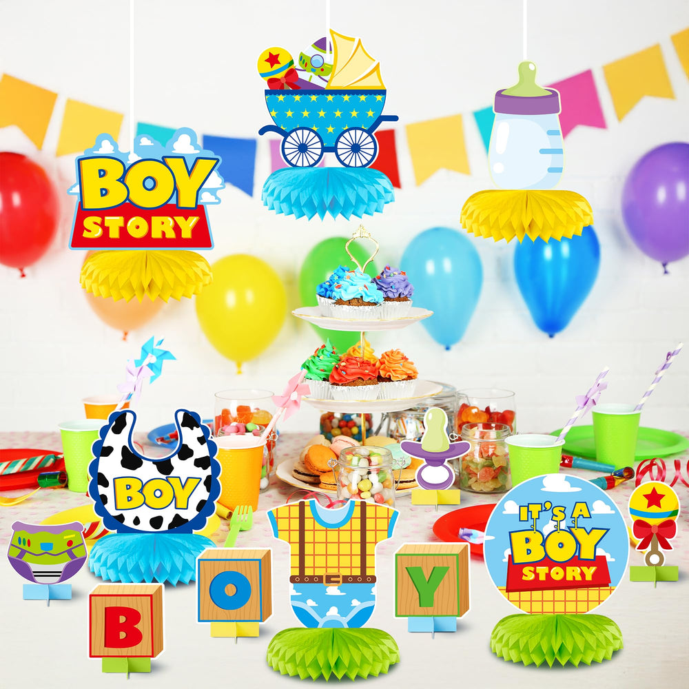 Andi Cppss Boy Story honeycomb centerpiece design 6 on table, easy to assemble