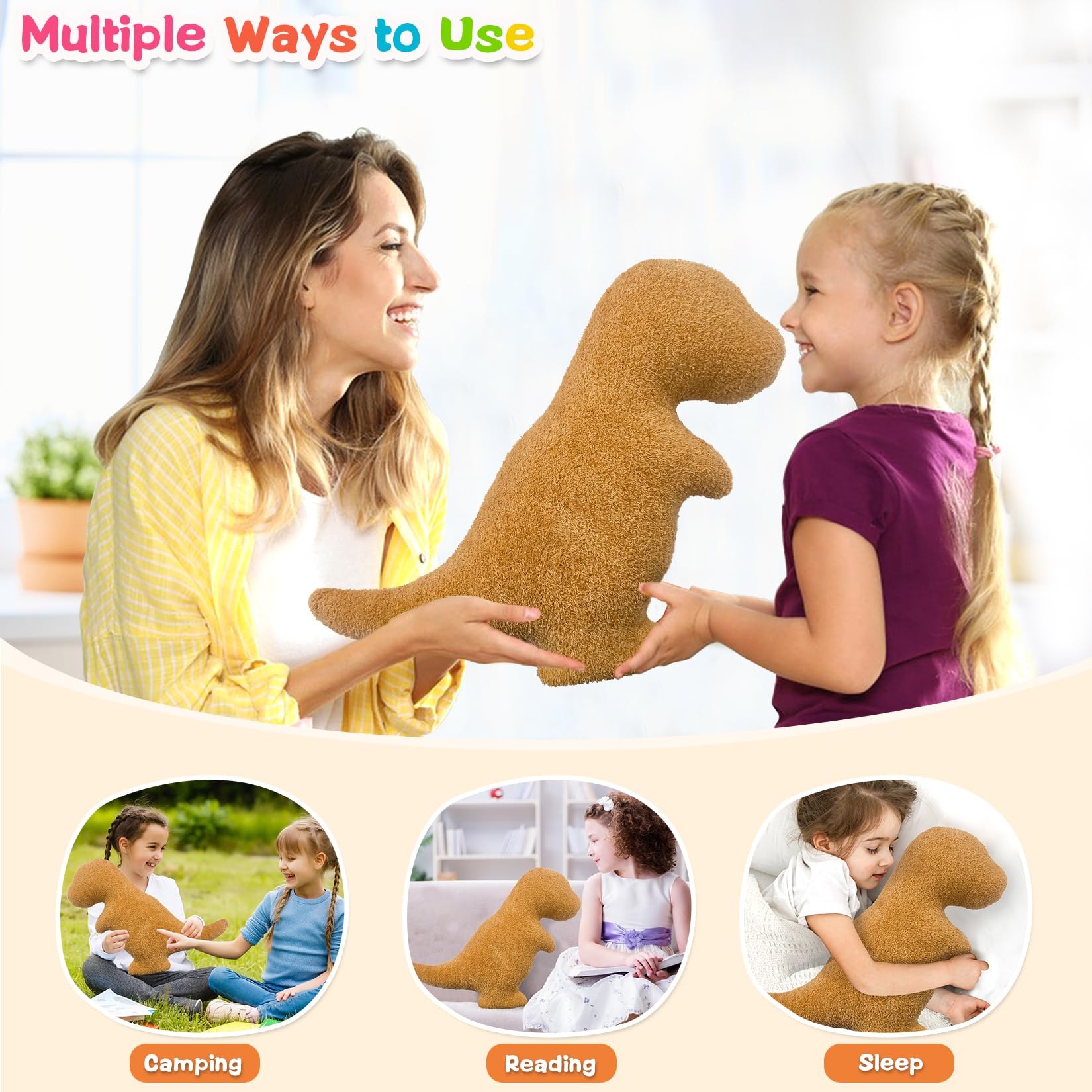 Gift-ready Andywoo Dino Nuggets Pillow with playful dinosaur decor
