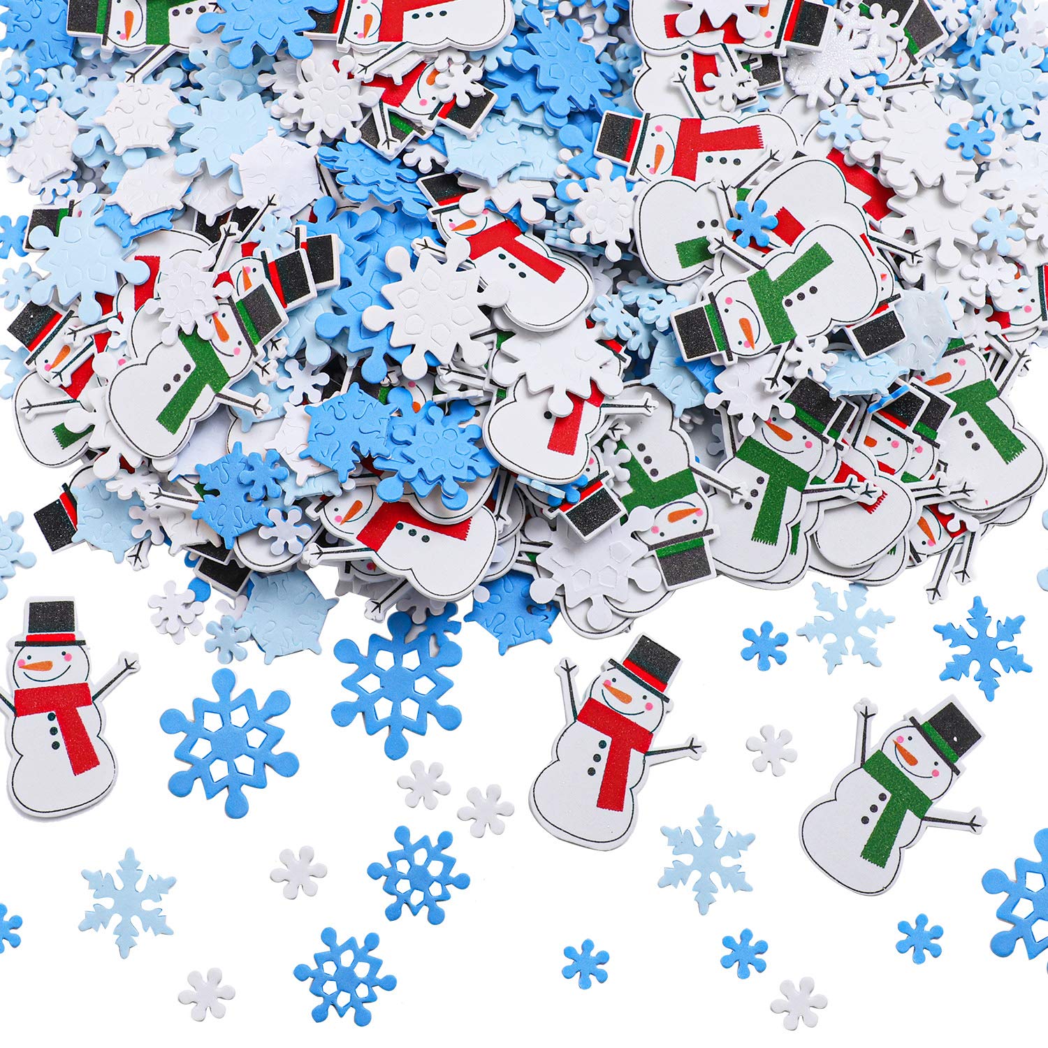 Aneco 800 piece foam snowflakes stickers kit for colorful winter crafts and decor.