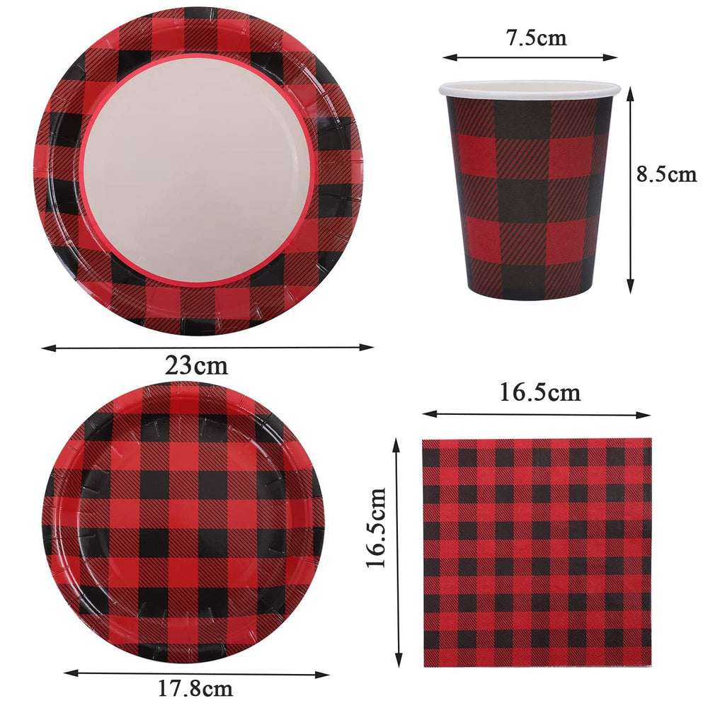 Aneco buffalo plaid 9-inch plate, festive durability for main course portions.