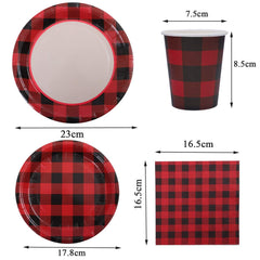 Aneco buffalo plaid 9-inch plate, festive durability for main course portions.