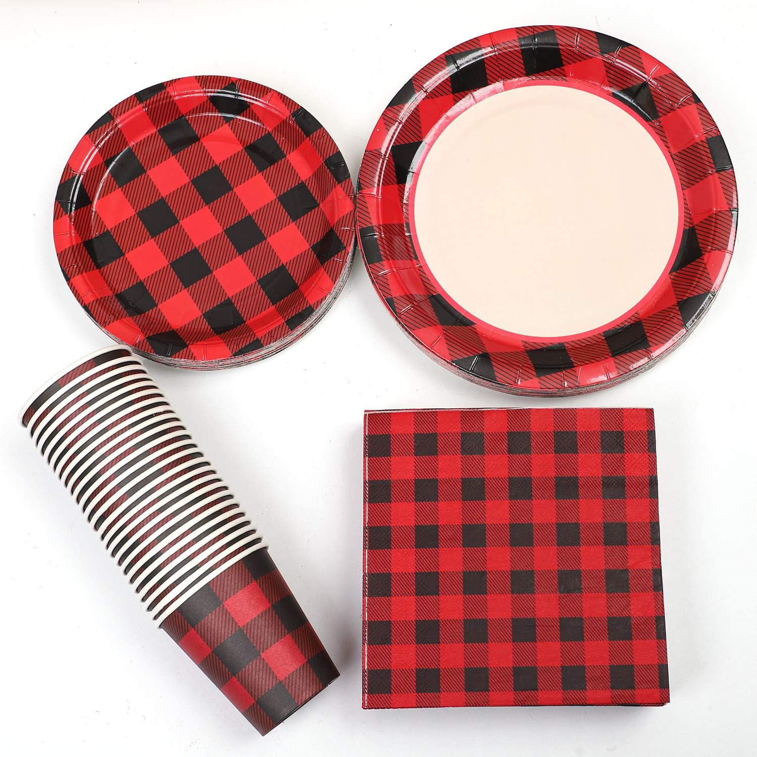 Aneco buffalo plaid napkins, soft and absorbent for quick cleanup.