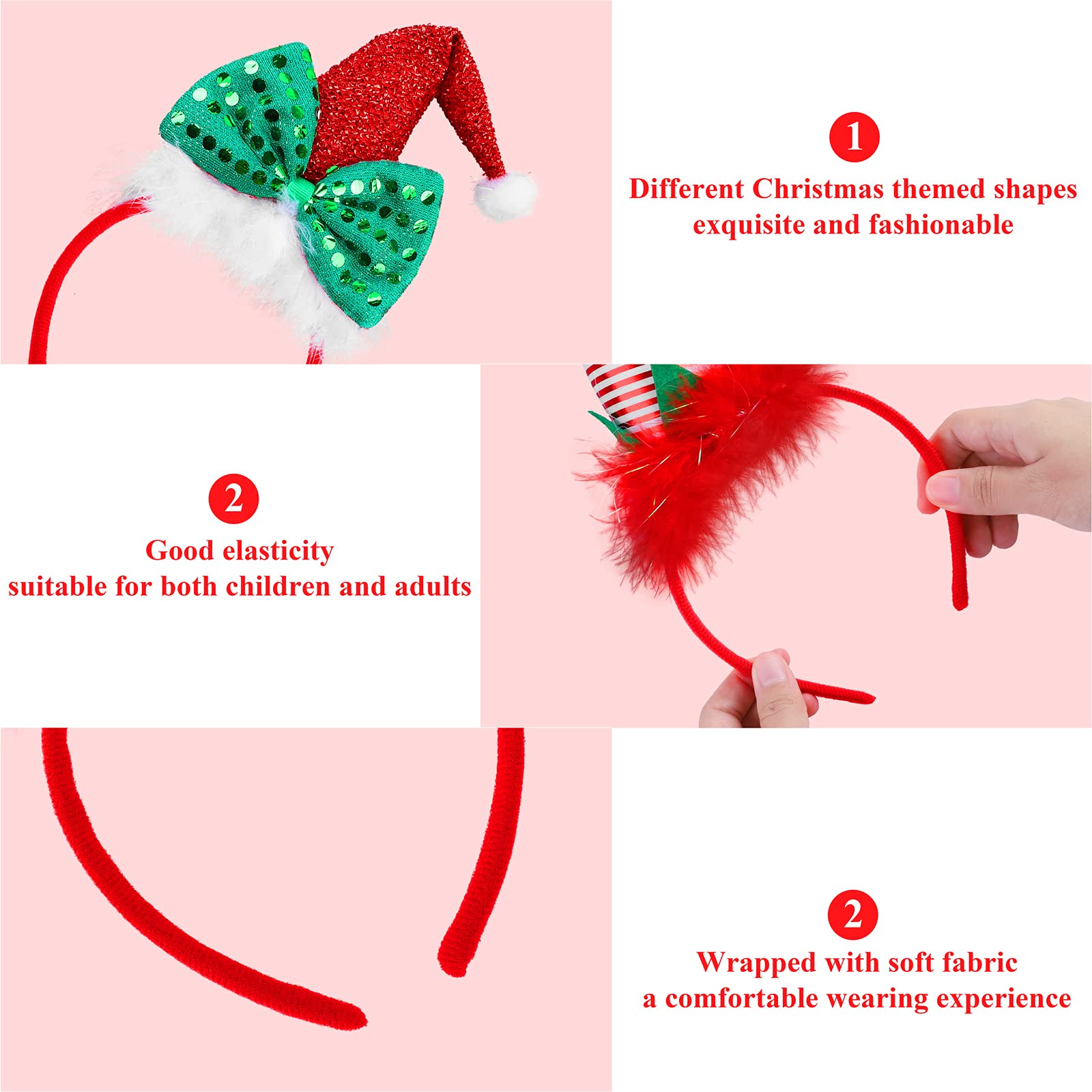 Aneco Christmas hat headband ideal for costumes and cheerful group photos.