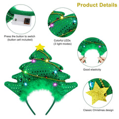 Aneco LED elf hat headband shines softly during costume parties.