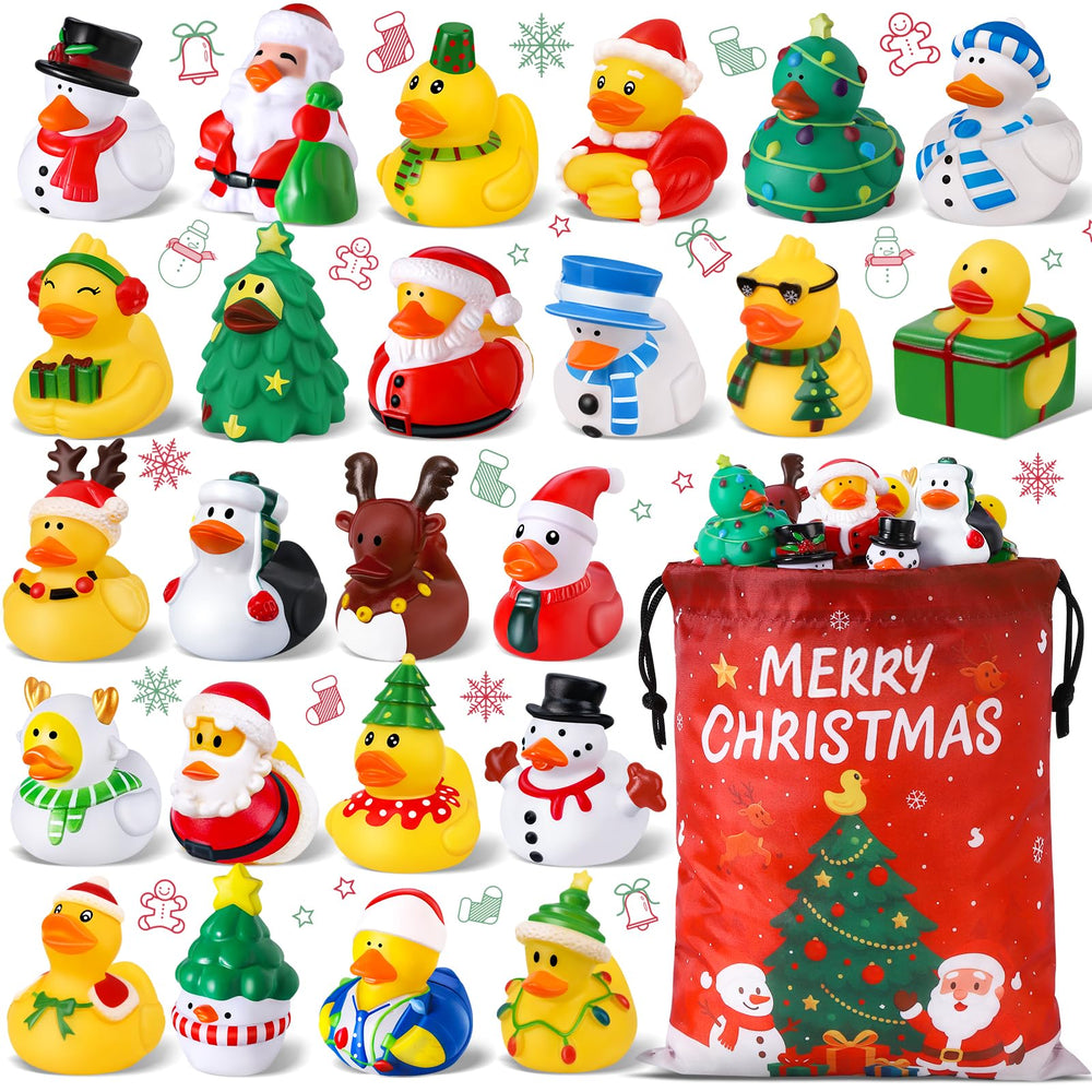 Anggiko 24-piece Christmas ducks with bag for festive bath time fun