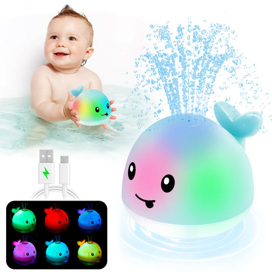 ANGGIKO light-up whale bath toy captivates babies with colorful lights during bath time.