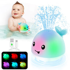 ANGGIKO light-up whale bath toy captivates babies with colorful lights during bath time.