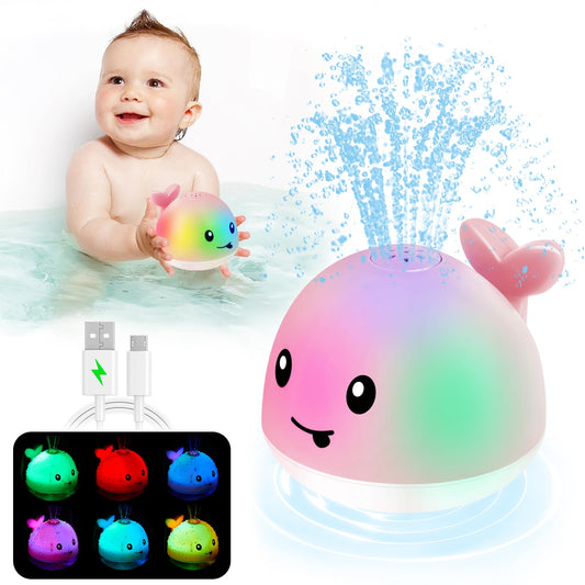 ANGGIKO light-up whale bath toy glowing in tub for engaging bath time.