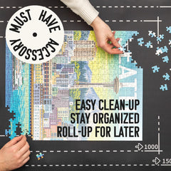 Angora Brands puzzle mat board setup enabling easy puzzle placement