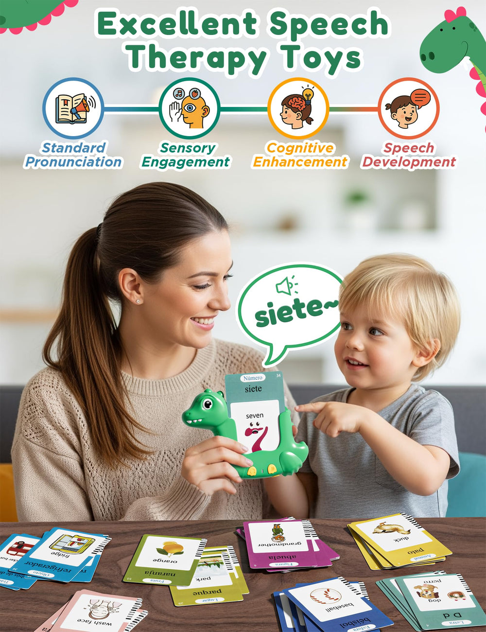 ANhovno compact dinosaur toy supports travel-learning with helpful sound effects.