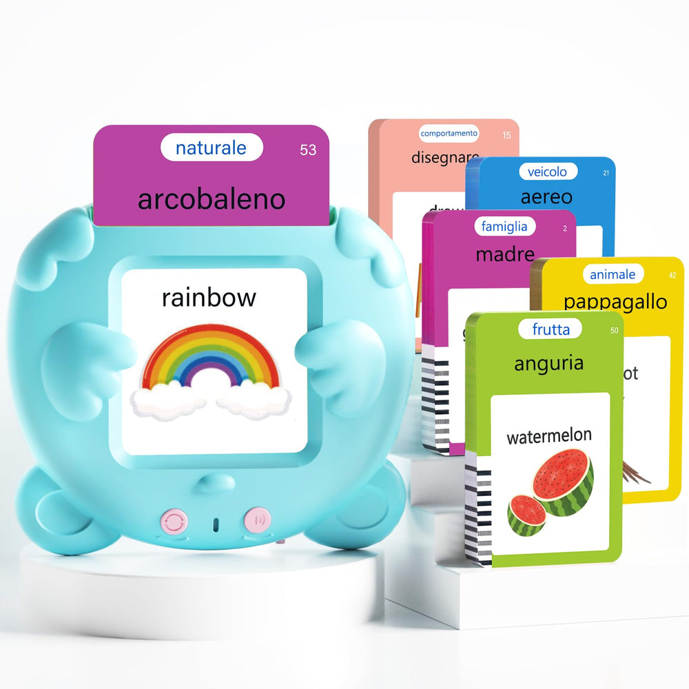 ANhovno talking flash cards bilingual Italian English with engaging visuals for early learning.