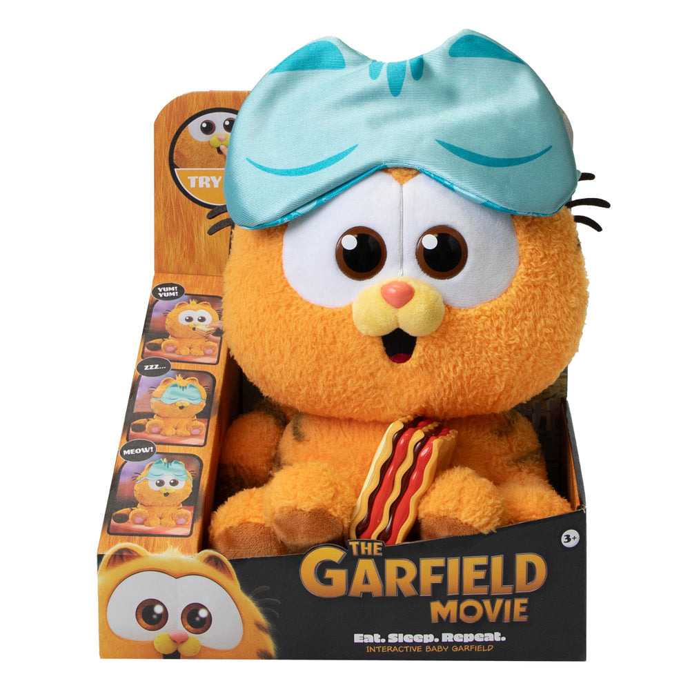 Animagic Baby Garfield lasagna interaction for playful eating sounds during pretend meals