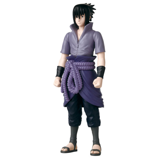 ANIME HEROES Sasuke Uchiha figure articulation demo shows five points of movement.