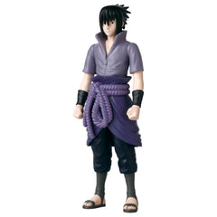 ANIME HEROES Sasuke Uchiha figure articulation demo shows five points of movement.