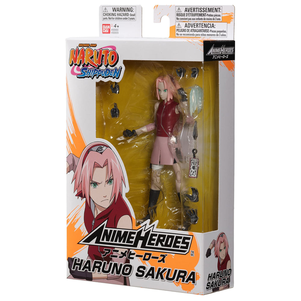 ANIME HEROES Sakura on display stand for stable posing.