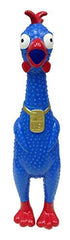 Animolds Squeeze Me rubber chicken used by kids and dogs for goofy fun.