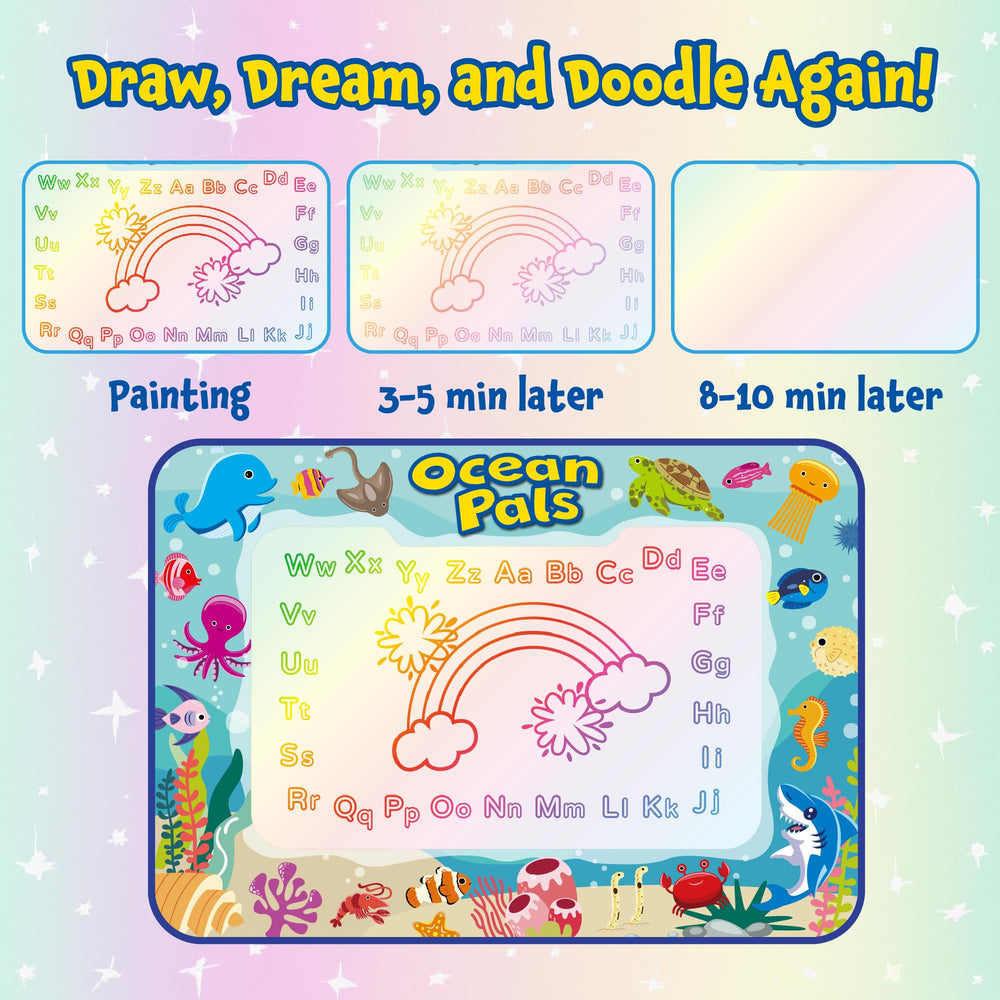 Animolds aqua magic pen drawing reveals color on contact, then dries away.