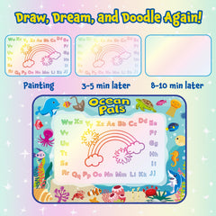 Animolds aqua magic pen drawing reveals color on contact, then dries away.
