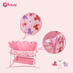 ANIVIA 18-inch doll cradle in action for realistic pretend play.