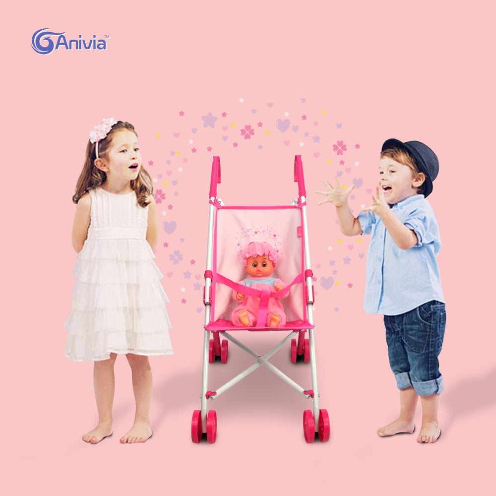 ANIVIA stroller compatible with up to 18-inch dolls for versatile play.