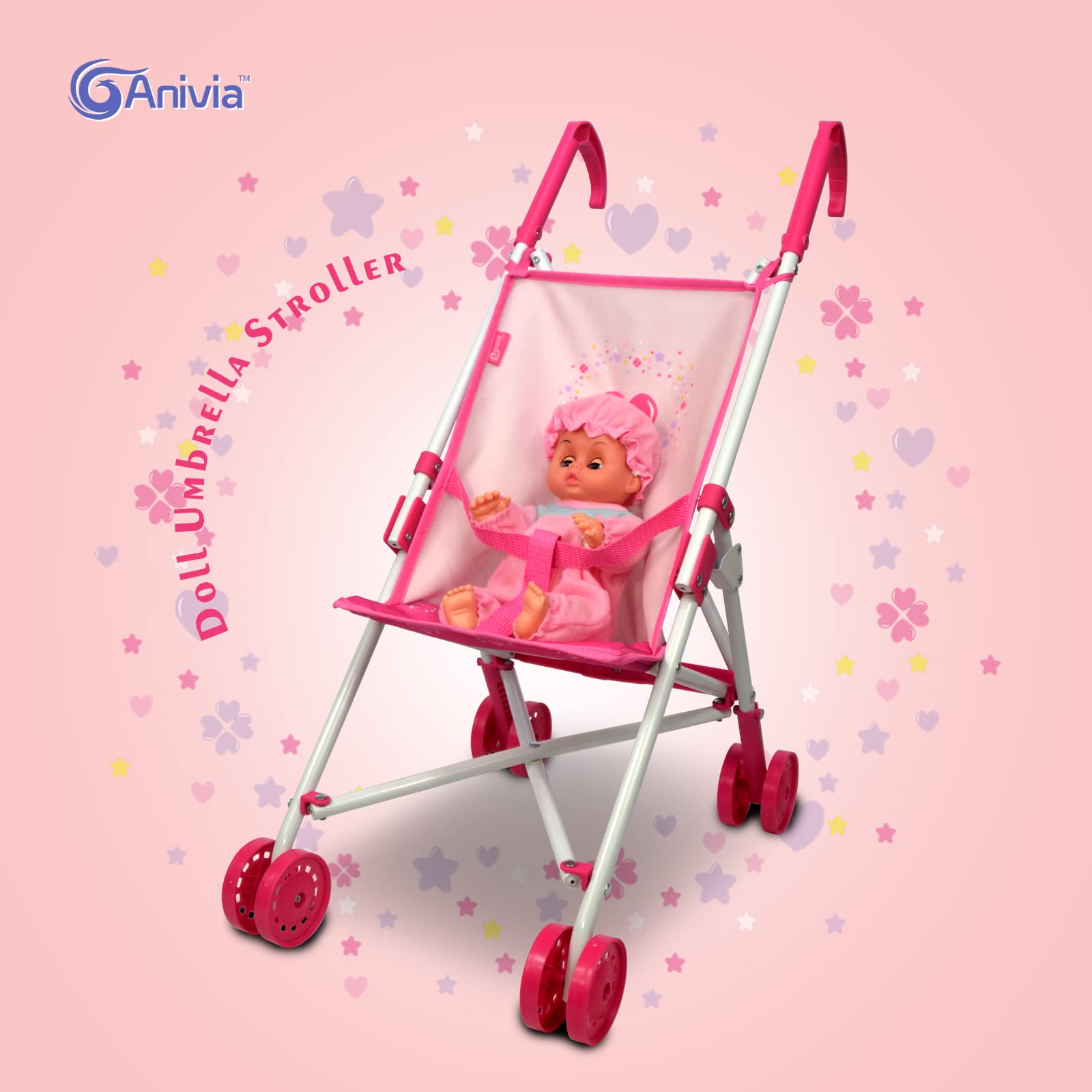 ANIVIA foldable doll stroller ready for 18-inch dolls.