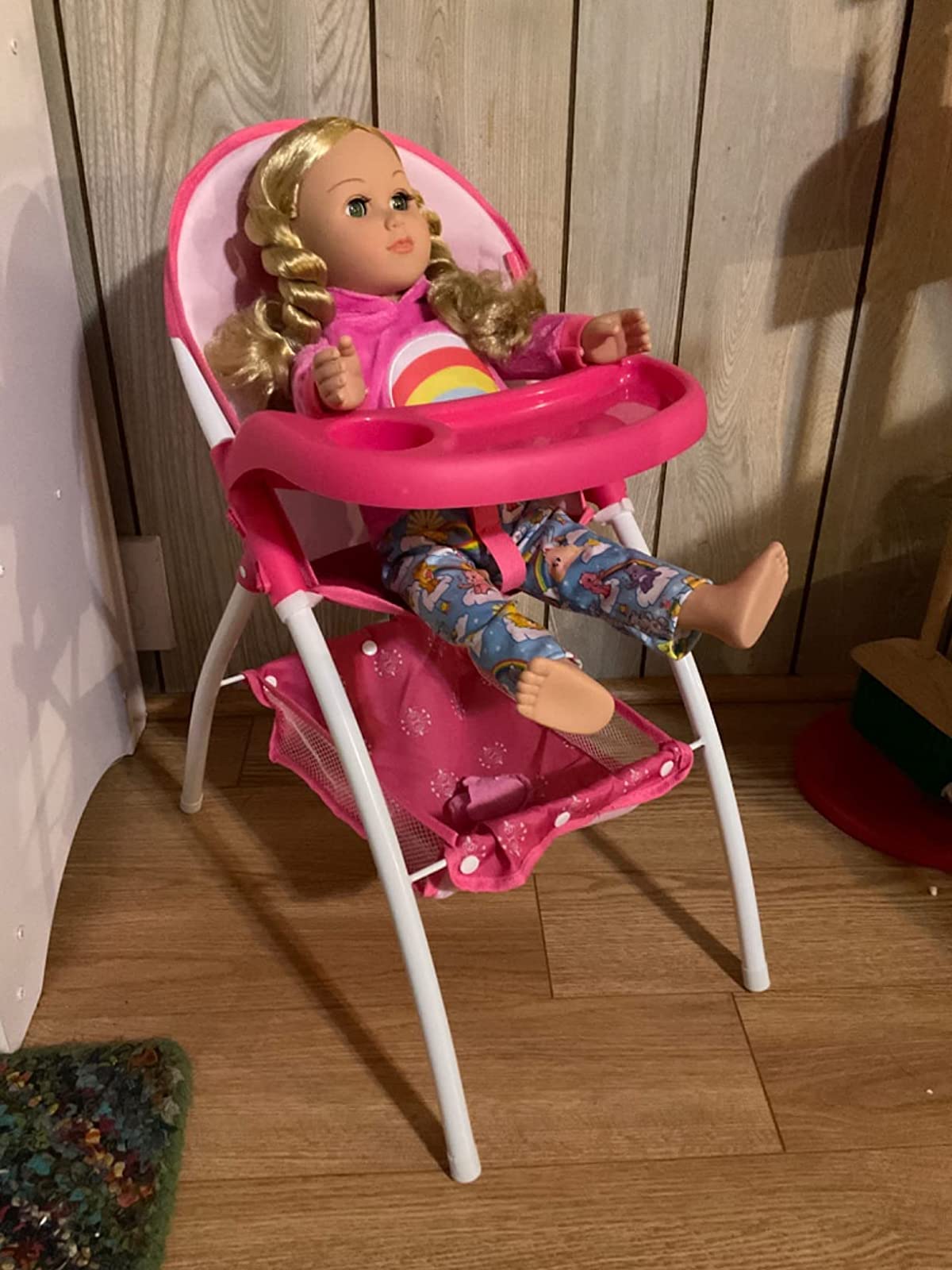 ANIVIA Baby Doll High Chair pink nursery-decor friendly for playrooms.
