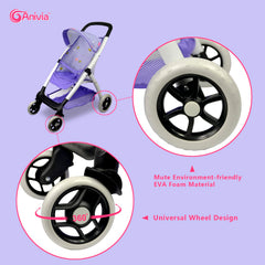 ANIVIA Baby Doll Stroller folded for compact storage after play.