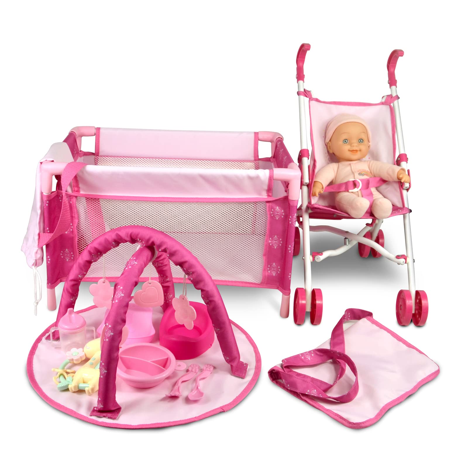 ANIVIA Baby Doll Stroller Set stroller image for imaginative play and motor skills.