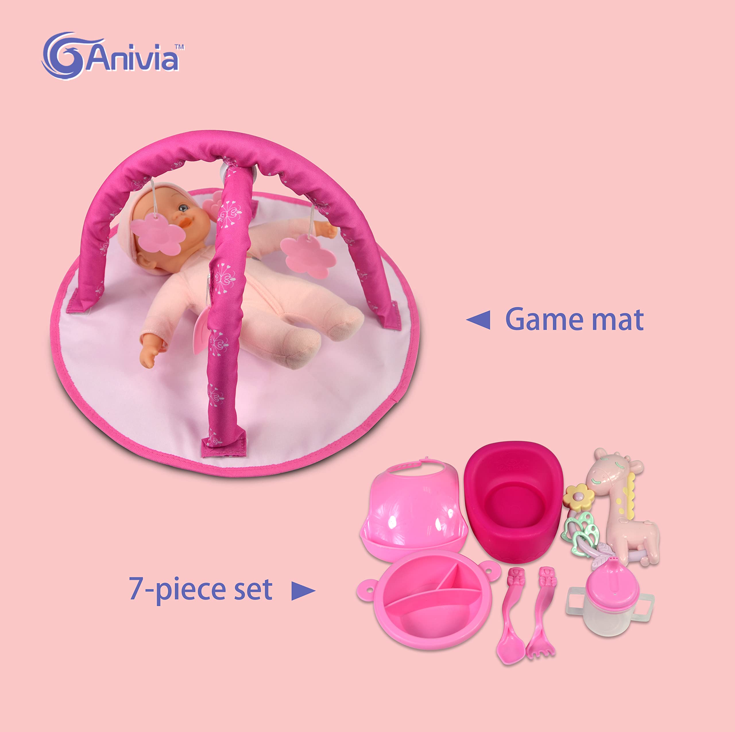 ANIVIA Baby Doll Stroller Set travel bag for easy transport and cleanup.