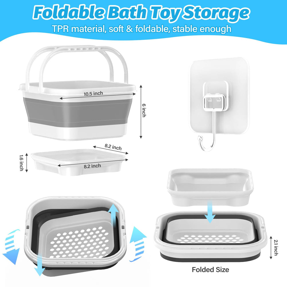Anivia bath toy holder stand keeps toys within reach and dry after bath.