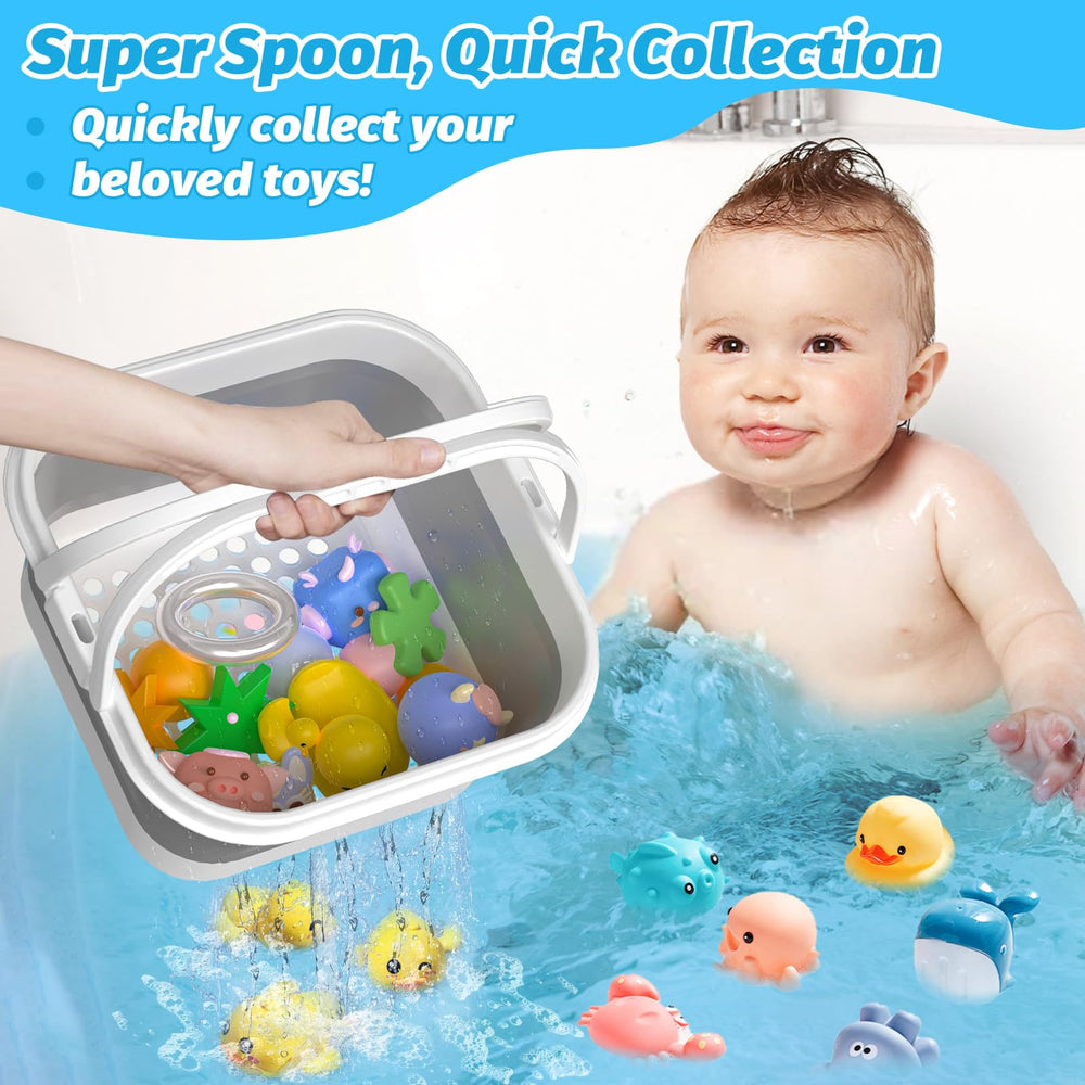 Anivia bath toy storage with large drain holes speeds drying and prevents drips.