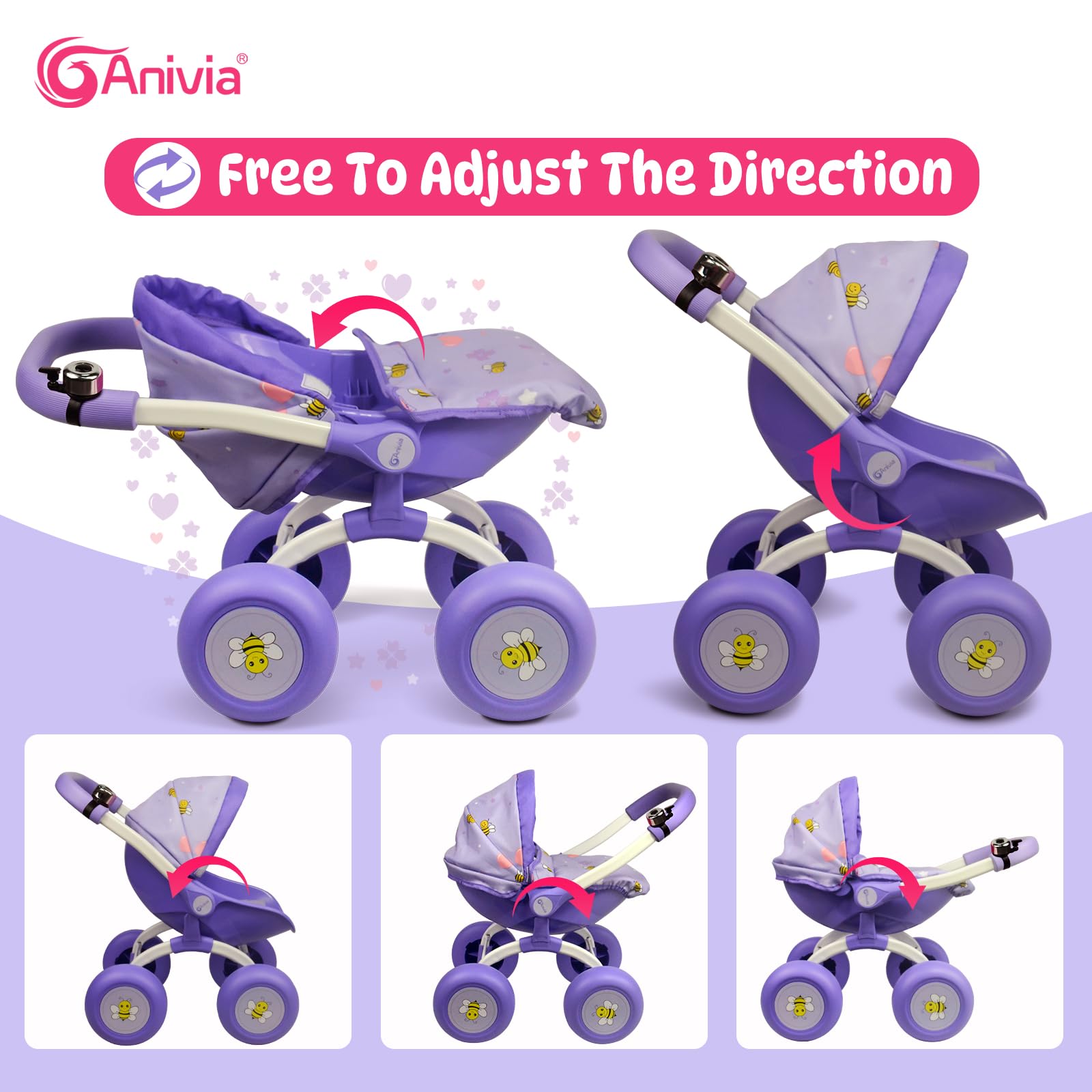 ANIVIA DT301Purple 18-inch dolls fit comfortably for storytelling adventures.