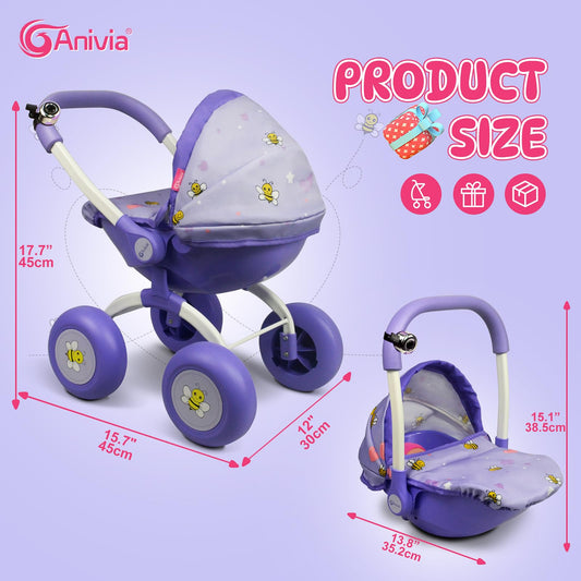 ANIVIA DT301Purple heart-design stroller promotes creative role-play and easy transport.