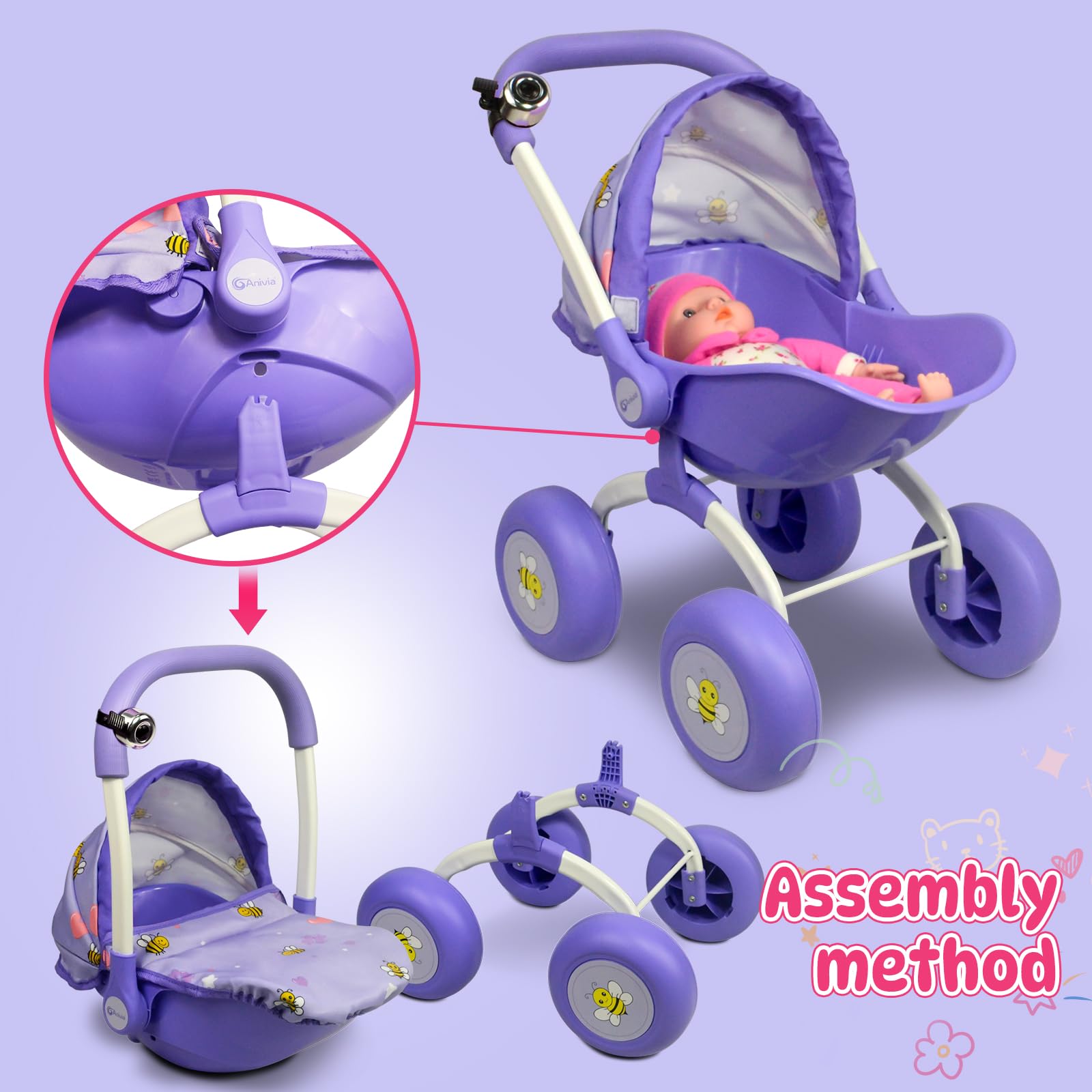 ANIVIA DT301Purple multicolored polka dots add playful charm to pretend play.