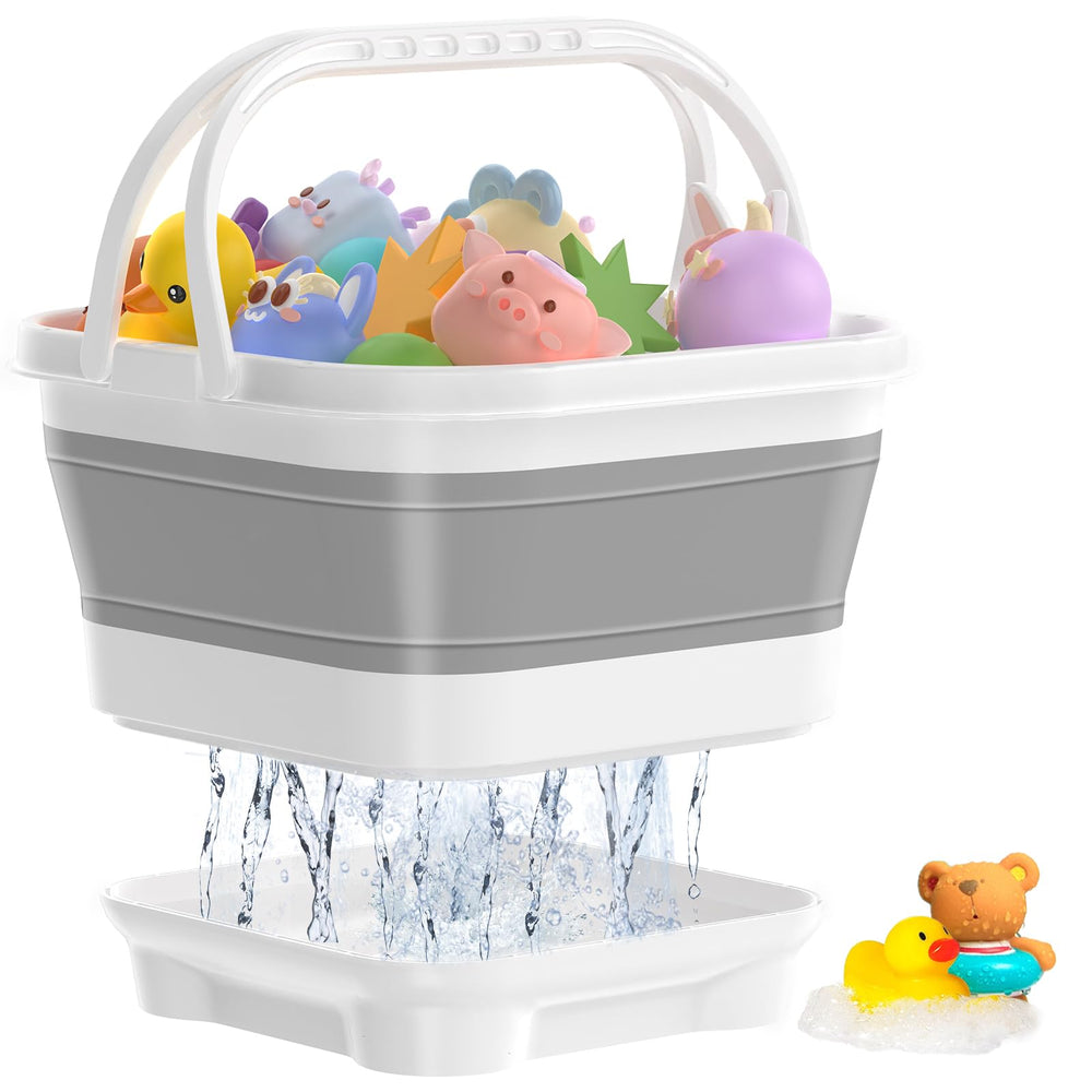 Anivia foldable bath toy storage base keeps toys organized and drains quickly.
