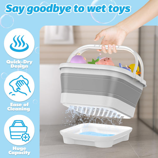 Anivia foldable bath toy storage in folded form saves space when not in use.