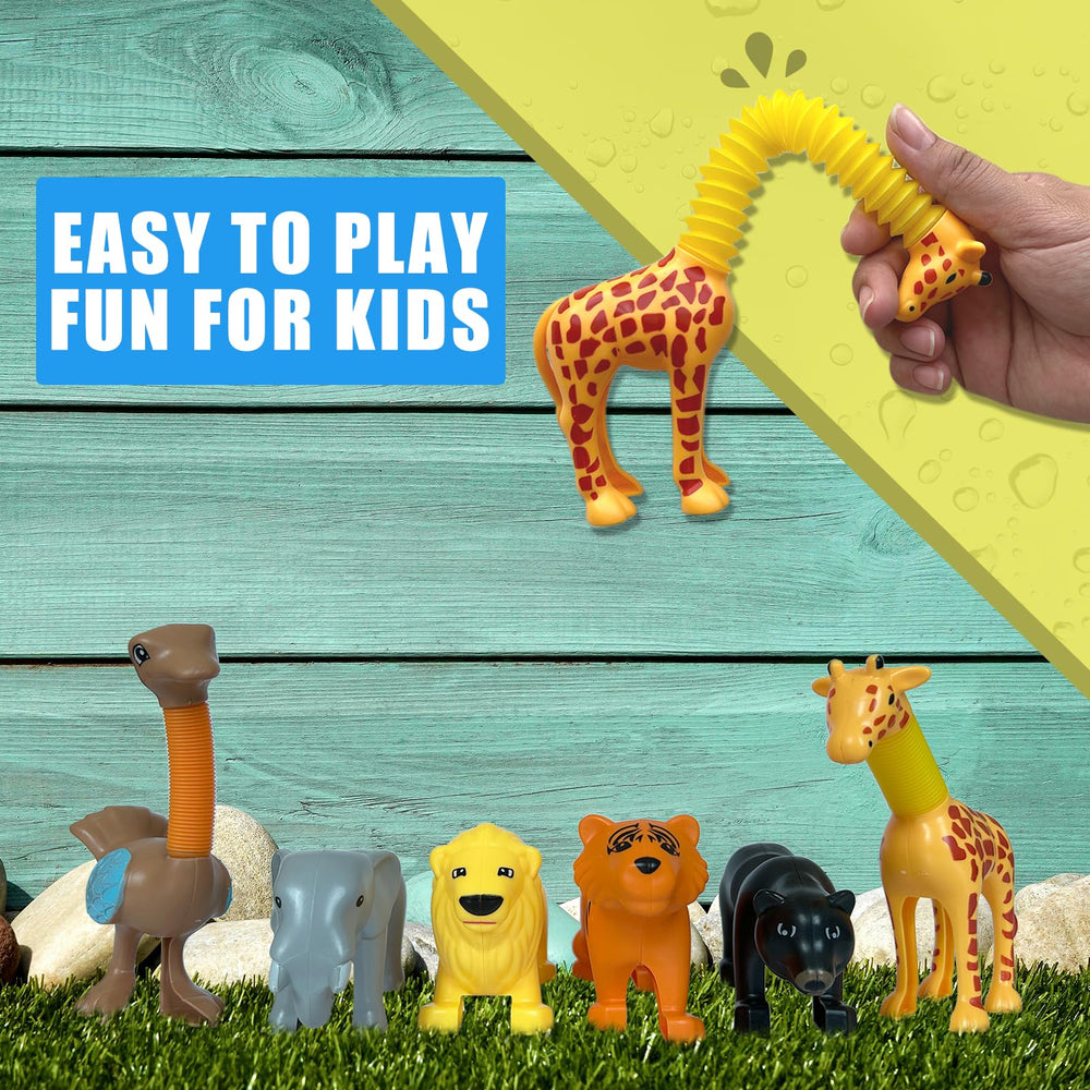 Aniymubao Animal Pop Tubes ostrich: crisp pop sound supports attention during travel.