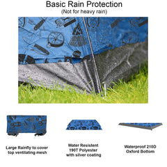 ANJ Outdoors KidzAdventure rainfly offers light rain protection for outdoor use.