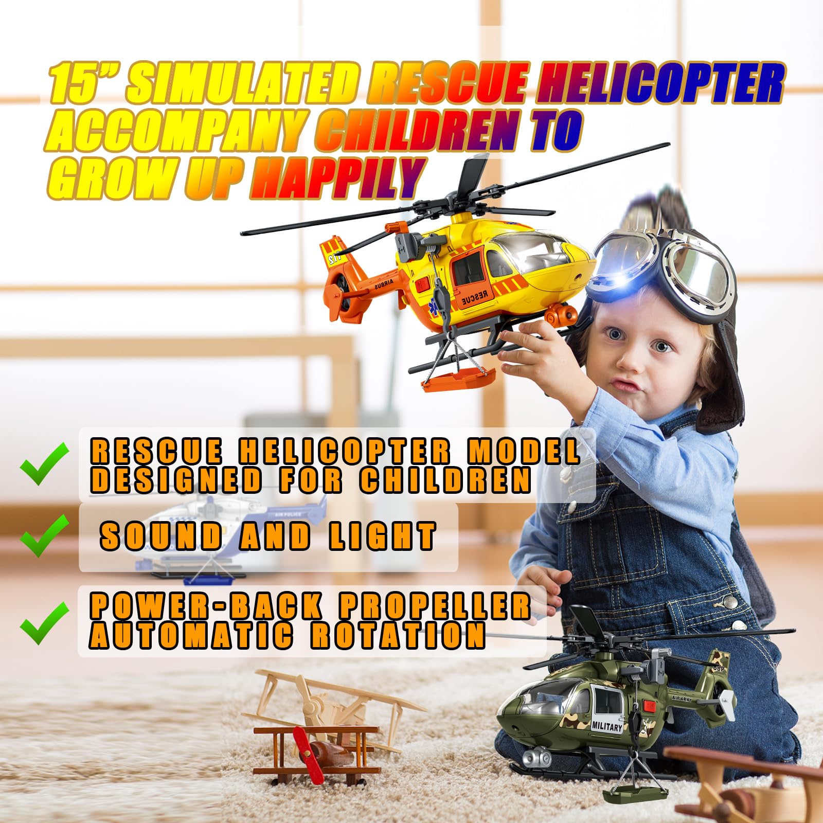 ANJARU pull back propeller helicopter ready for quick launches