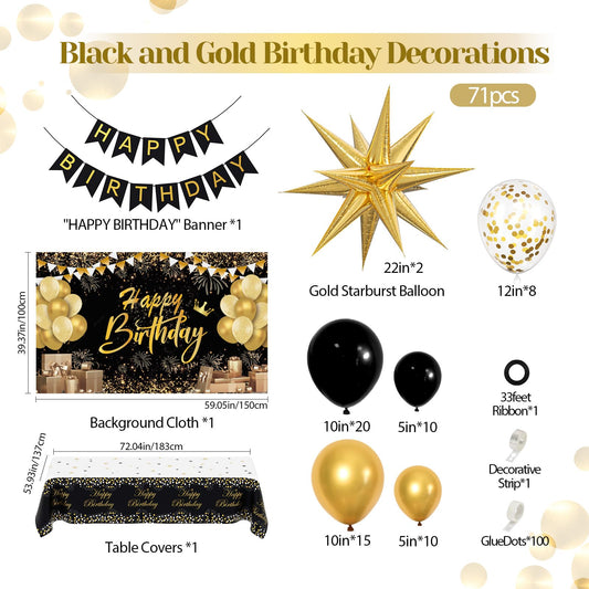Anjerlfu black-gold balloon arch creates a dramatic photo focal point.