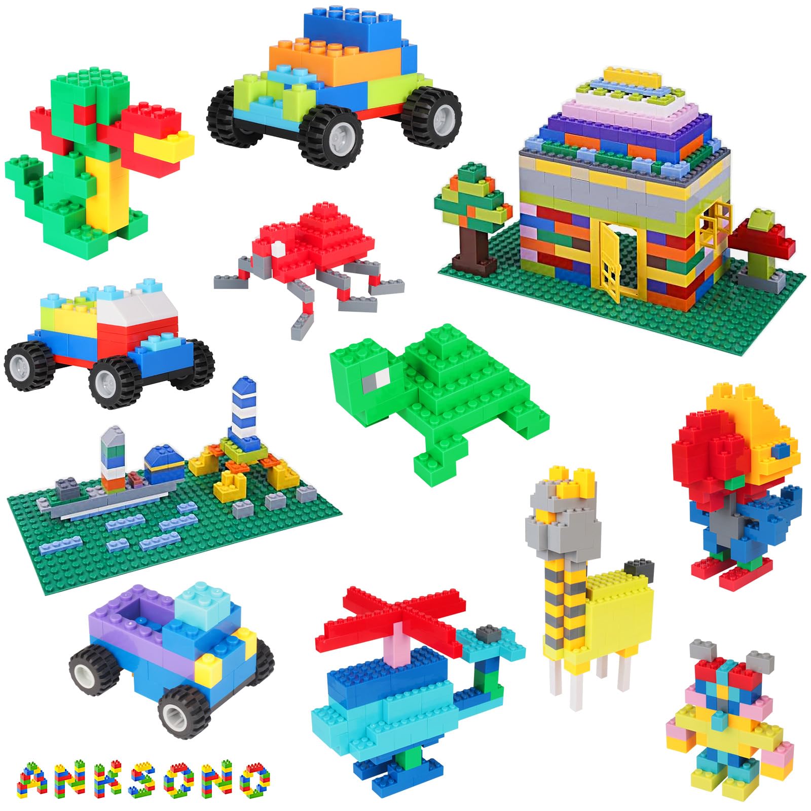 Anksono-compatible bricks collection for mixing with other major brands